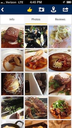 A grid of dish photography filling the screen edge to edge under a minimal header
